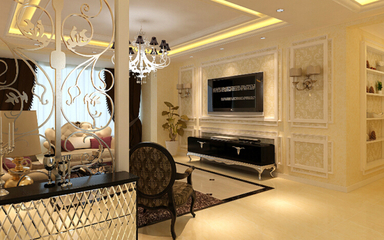 沈陽保利香檳國際簡歐風(fēng)格三居室裝修效果圖_125平米12萬裝修設(shè)計案例