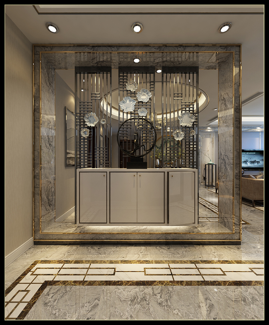 【天山國賓壹號裝修設計推薦】214平四居室時尚版新中式風格|室內設計|空間|北極鯊 - 原創(chuàng)設計作品 